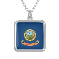 Idaho State Flag Silver Plated Necklace