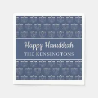 Rustic Holiday Blue White Menorah Hanukkah Napkins