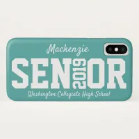 Personalized Teal Senior Block Letter Class 2019 iPhone XS Case