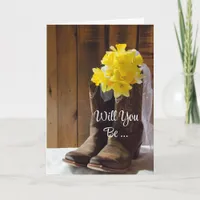 Daffodils Cowboy Boots Will You Be My Bridesmaid Invitation