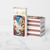 Fire breathing dragon red blue and gold scales matchboxes