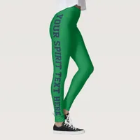 green School Spirit Leggings Custom Navy Blue Text