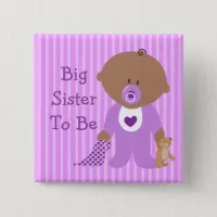 Big Sister to Be Purple Baby Shower Button