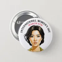 March 8th is International Women's Day Button