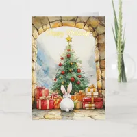 The Christmas Bunny Happy Holidays Foil Greeting Card