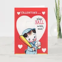 Vintage Baseball Dog Valentine Holiday Card