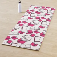 Librarian Book Reader Pink White Yoga Mat