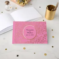 Rose Gold Foil Daisies Floral Pink Wedding Foil Guest Book