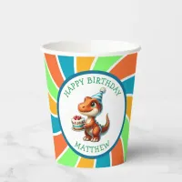 Dinosaur themed Kid's Birthday Party Personalized Paper Cups