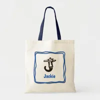 Tote Bag - Cat Letter J with Name in Frame