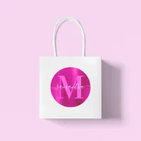 Hot Pink Signature Monogram Foil Classic Round Sticker