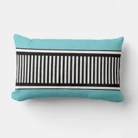 Light Blue and Black Polka Dot Lines Abstract Lumbar Pillow