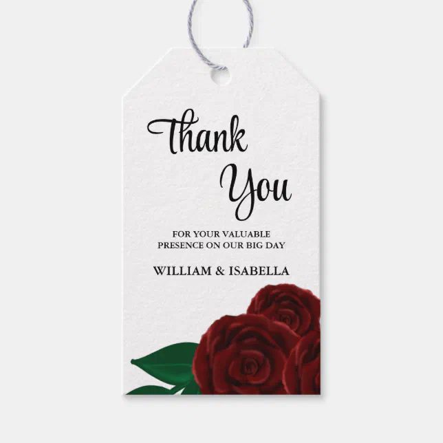 Romantic Fall outdoor wedding beautiful Red roses Gift Tags