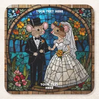 Cute Mouse Wedding Couple coasters