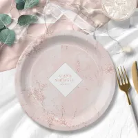 Stone Glitter Wedding Rose Gold ID647 Paper Plates