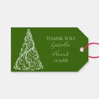 Green Christmas Tree Winter Wedding Favor Tags