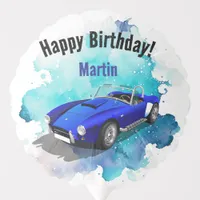 Classic Retro Blue Sports Car Birthday Adventure Balloon