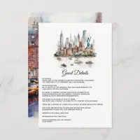 Watercolor New York Wedding Guest Details Enclosure Card