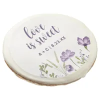 Custom Wedding Cookies Purple Floral Garden