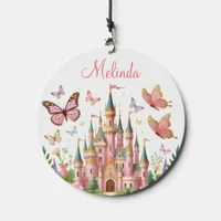 Pink Butterflies Whimsical Fairy Tale Castle Wind Chime