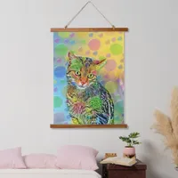 Cute kitten - abstract - colorful painting hanging tapestry