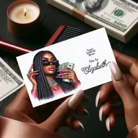 Urban Black Girl Money Hustler Salon Branding Business Card