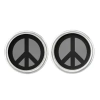 Black and Gray Peace Symbol Cufflinks