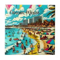 Cancun, Mexico with a Pop Art Vibe Ceramic Tile