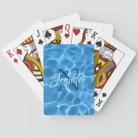 Aqua Blue Swimming Pool Monogrammed Poker Cards