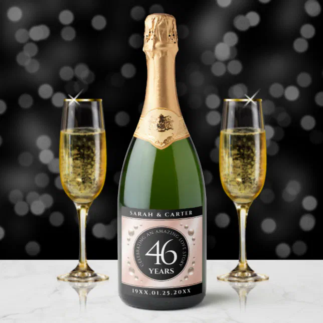 Elegant 46th Pearl Wedding Anniversary Celebration Sparkling Wine Label