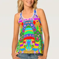 colorful crazy pattern modern art hippy tank top