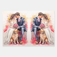 Beautiful Wedding Couple Watercolour Wrapping Paper Sheets