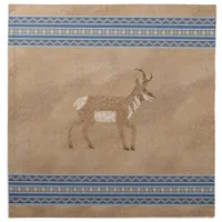 Southwest Pronghorn Walking Antelope Blue Border Cloth Napkin