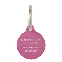 Stylish Modern Raspberry Pink Simple Cute Cat Dog Pet ID Tag