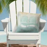 Beach House Adirondack Chairs Aqua Blue ID623 Throw Pillow