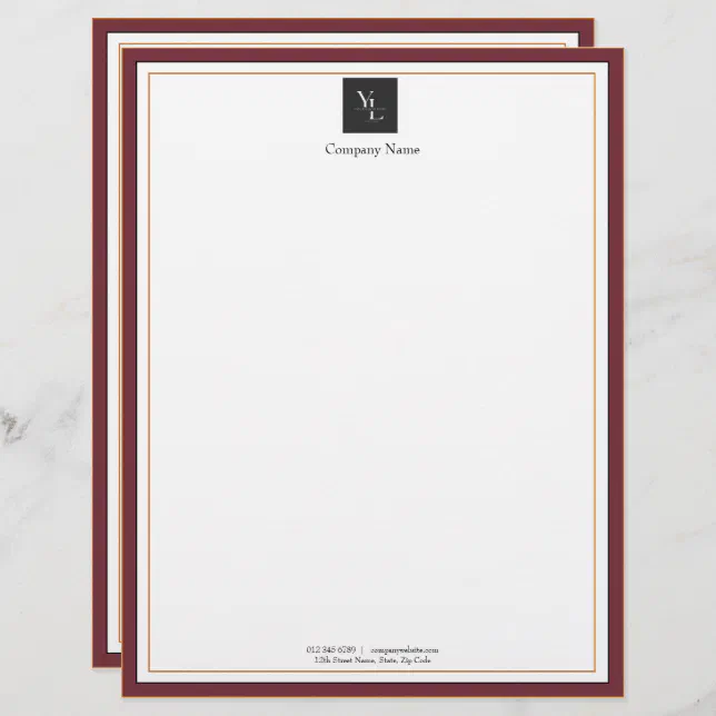 Modern Red White Gold with Logo Business Letterhead