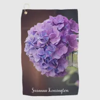 Purple Hydrangea in Mason Jar Nature Photograph Golf Towel