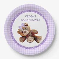 PURPLE Teddy Bear Baby Shower Paper Plates