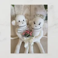 K&K Sock Monkey Wedding(Pink) Postcard