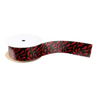 Red Chilli Peppers on Black Satin Ribbon