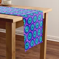 Blue Retro Flower on Purple |  Short Table Runner