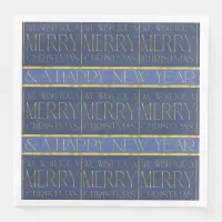 Blue Gold Christmas Pattern#34 ID1009 Paper Dinner Napkins