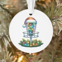 Watercolor Disc Golf Themed Christmas Personalized Ornament