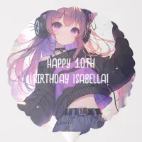 Pretty Anime Girl Personalized Birthday Balloon