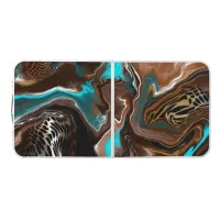 Blue, Brown and Black Abstract Art  Beer Pong Table