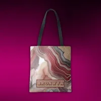 Name Monogram Modern Gold & Maroon Geode | Tote Bag