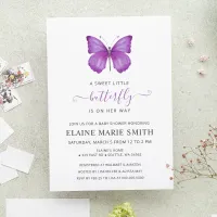 Budget Purple Butterfly Baby Shower Invitation