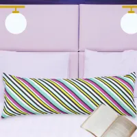 Modern Bright Colorful Diagonal Stripe Patterned Body Pillow