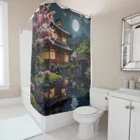 Tranquil Reflections Blossoms on the Pond bathroom Shower Curtain