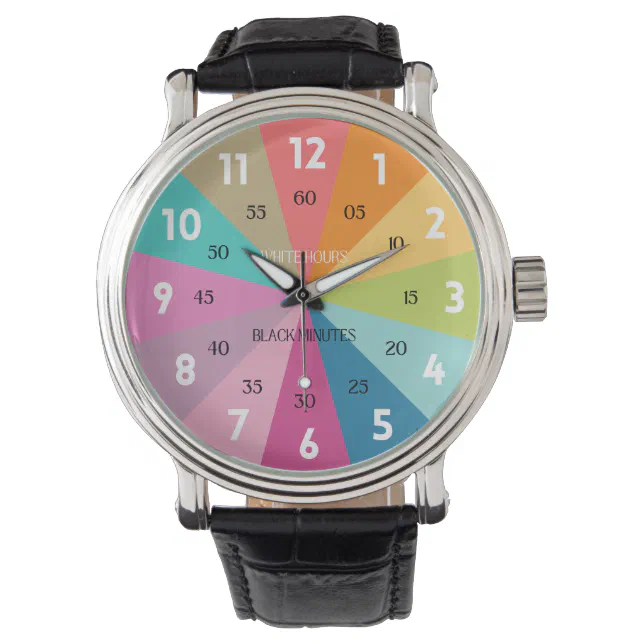 Kids Learn to Tell Time Rainbow Classroom Wall Watch